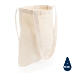Recycled branded tote bags with long handles, 330 g/m² natural colour