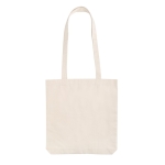 Recycled branded tote bags with long handles, 330 g/m² natural colour