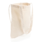 Recycled branded tote bags with long handles, 330 g/m² natural colour