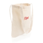 Recycled branded tote bags with long handles, 330 g/m² natural colour