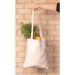 Recycled branded tote bags with long handles, 330 g/m² natural colour