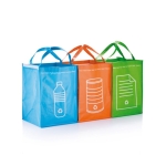 Set of 3 PP woven recycling bags for metal, paper and plastic multicolour colour