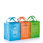 Set of 3 PP woven recycling bags for metal, paper and plastic multicolour colour
