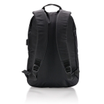 600D polyester laptop backpack with USB port, 15”, Oslo black colour
