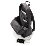 600D polyester laptop backpack with USB port, 15”, Oslo black colour