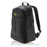600D polyester laptop backpack with USB port, 15”, Oslo black colour