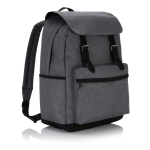 Nylon laptop backpack with external pocket, 15.6” dark grey colour