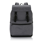 Nylon laptop backpack with external pocket, 15.6” dark grey colour