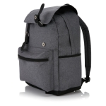 Nylon laptop backpack with external pocket, 15.6” dark grey colour