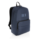 Eco laptop backpack with marker, 15.6”, AWARE™ navy-blue colour view with logo