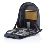 Small anti-theft laptop backpack for employees, 13.3” navy-blue colour