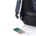 Small anti-theft laptop backpack for employees, 13.3” navy-blue colour