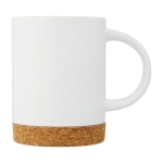 Ceramic mug with cork base, 425 ml white colour