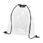 Transparent drawstring bag with coloured cords black colour