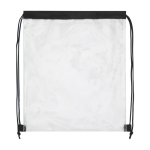 Transparent drawstring bag with coloured cords black colour third front view