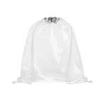 Transparent drawstring bag with coloured cords white colour