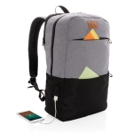Durable fabric backpack with RFID and USB, 15.6” laptop, Smart black colour