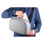 Anti-theft RPET sling bag with RFID pocket and USB port, AWARE™ grey colour view 12