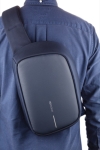 Anti-theft backpack with USB and RFID ports navy-blue colour