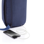 Anti-theft backpack with USB and RFID ports navy-blue colour