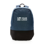 Padded secure backpack with RFID pocket, anti-theft dark blue colour