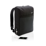 Anti-theft laptop backpack with USB and RFID, 15” black colour