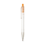 Eco pen made from recycled plastic with black ink, RPET orange colour second view