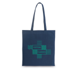 Branded coloured cotton bag for events, 140 g/m² navy-blue colour image with logo