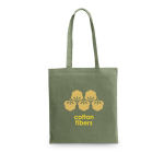 Branded coloured cotton bag for events, 140 g/m² military green colour image with logo