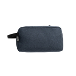 Recycled toiletry bag with front pocket and handle blue colour second view