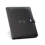 Folder with wireless charger, notepad, A5 black colour