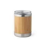 Stainless steel and bamboo tumbler with double wall and lid, 350 ml wood colour