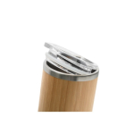 Stainless steel and bamboo tumbler with double wall and lid, 350 ml wood colour third view