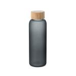 Matte glass bottle with bamboo lid, 500ml black colour