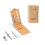 Manicure set in a cork case as a sustainable promotional gift main view