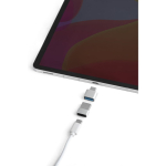 Plastic adapter set with USB-A and USB-C formats silver colour fourth view