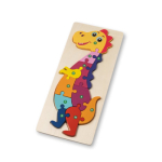 Dinosaur-shaped puzzle made of pine wood natural colour
