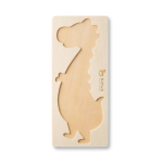 Dinosaur-shaped puzzle made of pine wood natural colour image with logo