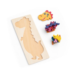 Dinosaur-shaped puzzle made of pine wood natural colour ninth view