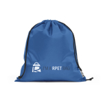 Promotional drawstring bag made of recycled plastic royal blue colour image with logo