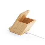 Wireless charging station & bamboo pen holder, iPhone & Android natural colour second view