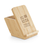 Wireless charging station & bamboo pen holder, iPhone & Android main view