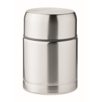 Double-walled steel food container with lid, 800 ml matt silver colour