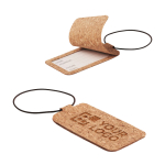 Cork luggage tag for tour operators printed with your logo beige colour view with print area