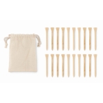 Set of 20 golf tees in a cotton bag beige colour