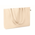Recycled canvas bag with bottom gusset for shopping, 280 g/m2 beige colour