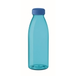 Plastic bottle made of RPET, BPA free, in many colours, 500 ml transparent blue colour