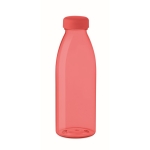 Plastic bottle made of RPET, BPA free, in many colours, 500 ml transparent red colour