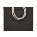 Colourful promotional jute bag with short handles black colour second view