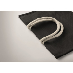 Colourful promotional jute bag with short handles black colour fourth photographic view